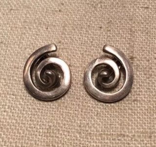 Robert Lee Morris Rlm Vintage Sterling Silver Modernist Swirl Clip Earrings
