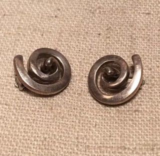 Robert Lee Morris RLM Vintage Sterling Silver Modernist Swirl Clip Earrings 2
