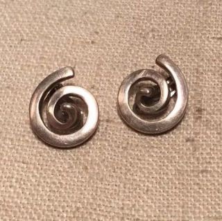 Robert Lee Morris RLM Vintage Sterling Silver Modernist Swirl Clip Earrings 3