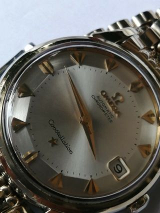 Rare vintage Omega Constellation PIE PAN SS & 14K Gold Arrow - indices 3
