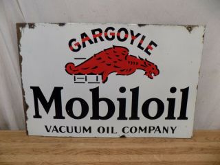 1930s Mobiloil Gargoyle Porcelain Gas Station Sign Vintage Pump Service Station