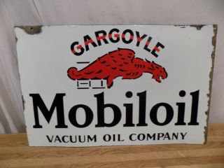 1930s MOBILOIL GARGOYLE PORCELAIN GAS STATION SIGN VINTAGE PUMP SERVICE STATION 5