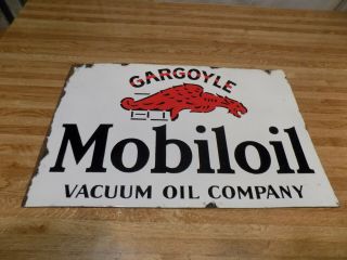 1930s MOBILOIL GARGOYLE PORCELAIN GAS STATION SIGN VINTAGE PUMP SERVICE STATION 9