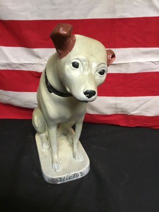 Vintage Rca Victor Red Eared Nipper Dog 13 Inch Tall.