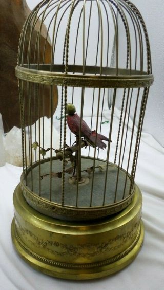 Antique French Singing Bird Cage Bird Automaton Music Box