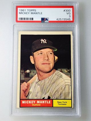 1961 Topps Mickey Mantle 300 Psa 3 Vg Vintage Baseball Cards Hof