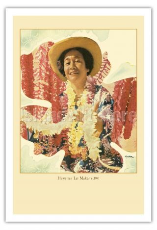 Hawaiian Lei Maker Toni Frissel 1941 Vintage World Travel Poster Fine Art Print 5