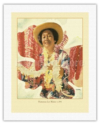 Hawaiian Lei Maker Toni Frissel 1941 Vintage World Travel Poster Fine Art Print 8