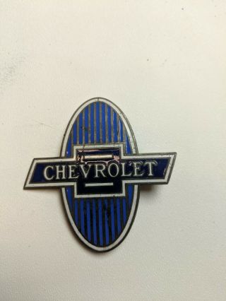 Vintage Chevrolet Porcelain Enamel Emblem Badge Sign Ratrod Gas Oil