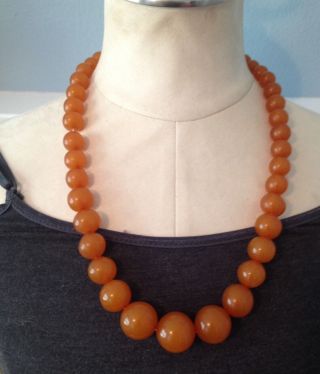 Vintage Baltic Amber Bead Necklace 70.  5g Large 11 - 21mm