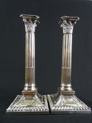 Fine Antique C1907 Pair Australian Corinthian Column Candlestick Trophies Giprc