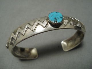 Magnificent Vintage Navajo Sb Turquoise Sterling Silver Bracelet Old