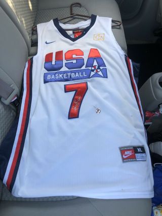 Autographed Vtg Usa Basketball Jersey Larry Bird 7 Nike Mens Size Xl Dream Team