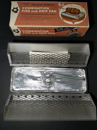 Vtg Sears Vertical Contour Combo Charcoal Fire & Drip Pan For 24 " Bbq Rotissere