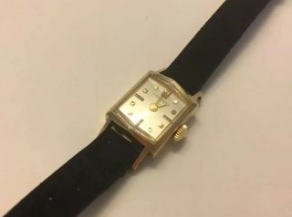 Vintage Women’s Longines 14k Gold 17 Jewel Suede Wind Up Wrist Watch