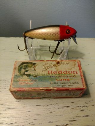 Vintage Heddon River Runt Lure In Red Head Shiner W/t Box.