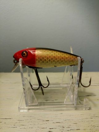 Vintage Heddon River Runt Lure In Red Head Shiner w/t Box. 4