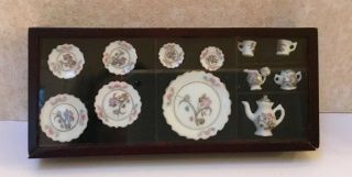 Dollhouse Miniatures Vintage Bespaq Porcelain Tea Set For Two - Nib