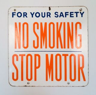 Vintage Union 76 Double - Sided Porcelain Enamel " No Smoking " Sign