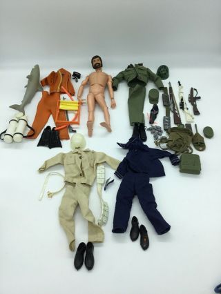 Vintage 1964 Gi Joe - - Bearded Soldier W/untagged Uniforms & Accessories