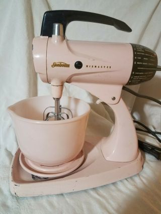 Vintage Pink Sunbeam Mixmaster Mixer With Small Bowl 1950 