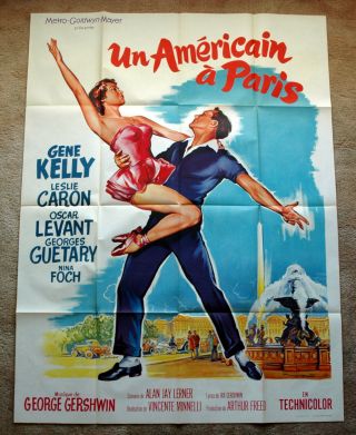 Vintage 1951 An American In Paris - Movie Poster Film Art Musical Kelly