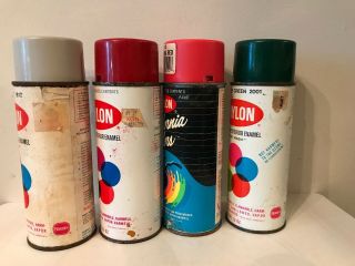 Vintage Krylon Spray Paint Cans Pearl Gray Scarlet Ramona Red And Hunter Green 2