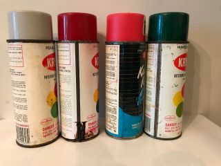 Vintage Krylon Spray Paint Cans Pearl Gray Scarlet Ramona Red And Hunter Green 4