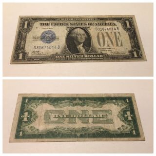 Vintage Rare 1928 - C $1 Silver Certificate One Dollar Bill Funnyback Blue Seal