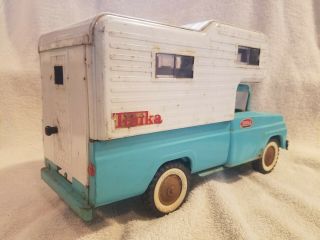 Vintage Turquoise Tonka Pick Up Truck,  Camper,  Pressed Steel Toy Vehicle 2