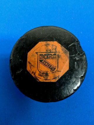 Vintage Tyer Art Ross Patent Number Orange York Rangers Game Puck 1962 - 64