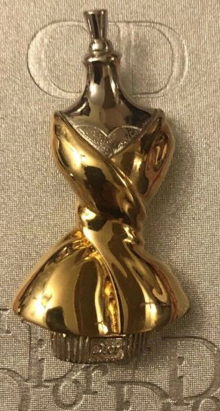 Vintage Couture Christian Dior Gold Plate Brooch Dior Look Signed 2”l X 1”w