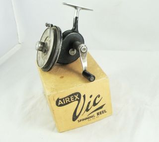 Old Vintage Airex Vic Spinning Reel,  Box,  Papers - 1/2 Bail - Lionel Corp
