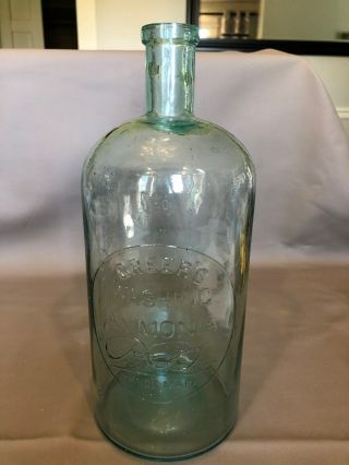 Vintage Greer ' s Washing Ammonia Aqua Bottle - Rare - 1890 ' s 7