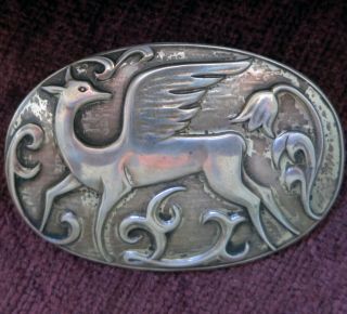 Big Vintage Norseland Sterling Pegasus Brooch - 2 3/4 By 1 7/8 Inches,  29 Grams