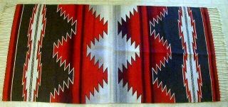 Vintage Zapotec Rug Blanket 1960s Signed Weaving 38x78 Wool Southwest Indian Art