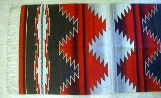 Vintage Zapotec Rug Blanket 1960s Signed Weaving 38x78 Wool Southwest Indian Art 2