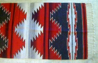 Vintage Zapotec Rug Blanket 1960s Signed Weaving 38x78 Wool Southwest Indian Art 3