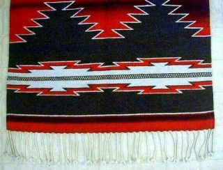 Vintage Zapotec Rug Blanket 1960s Signed Weaving 38x78 Wool Southwest Indian Art 4