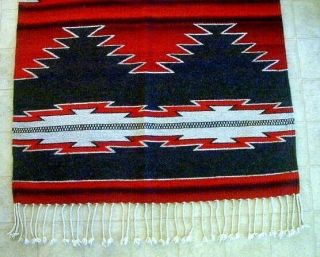 Vintage Zapotec Rug Blanket 1960s Signed Weaving 38x78 Wool Southwest Indian Art 5