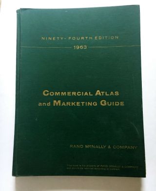 Vintage 1963 Rand Mcnally Commercial Atlas & Marketing Guide Maps Huge 20 " X 16 "