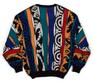 Vintage 80s St Croix Knits Mens Colorful Cosby Biggie Crewneck Sweater USA Sz L 2