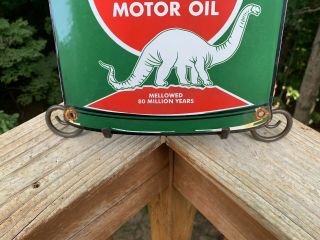 VINTAGE SINCLAIR OPALINE PORCELAIN OIL CAN SIGN GAS STATION PUMP PLATE MOTOR OIL 5