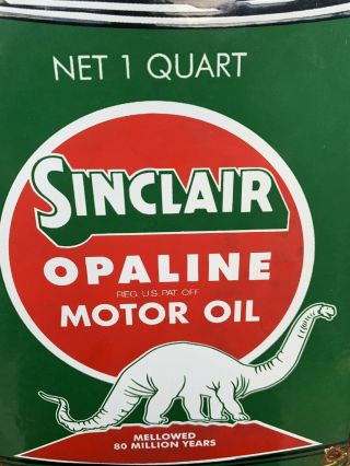 VINTAGE SINCLAIR OPALINE PORCELAIN OIL CAN SIGN GAS STATION PUMP PLATE MOTOR OIL 6
