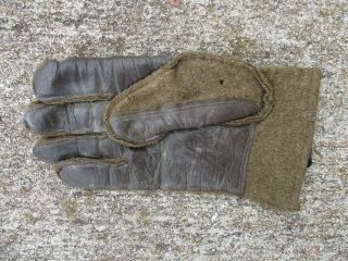 Us Army Wwii Od Wool Glove With Brown Leather Palms Size 10