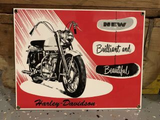 Vintage Harley Davidson Motorcycle Porcelain Sign 1952 K Model Rare