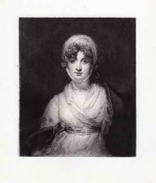 Thomas Lawrence Antique 1800s Etching " Tragic Muse Mrs Sarah Siddons "