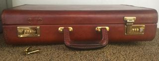 Vintage St.  James Mahogany Brown Leather Combination Lock Briefcase