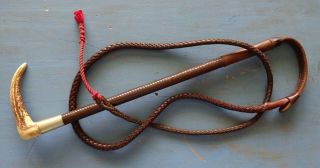 Vintage Swaine Fox Hunting Whip,  Made In England,  Stag Horn Handle