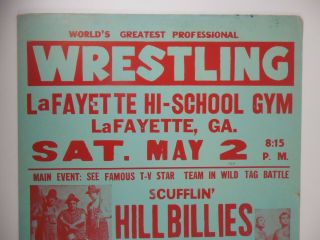 Vintage Wrestling Poster Lady Midget Wrestlers Tojo Yamamoto Georgia WWF NWA 2
